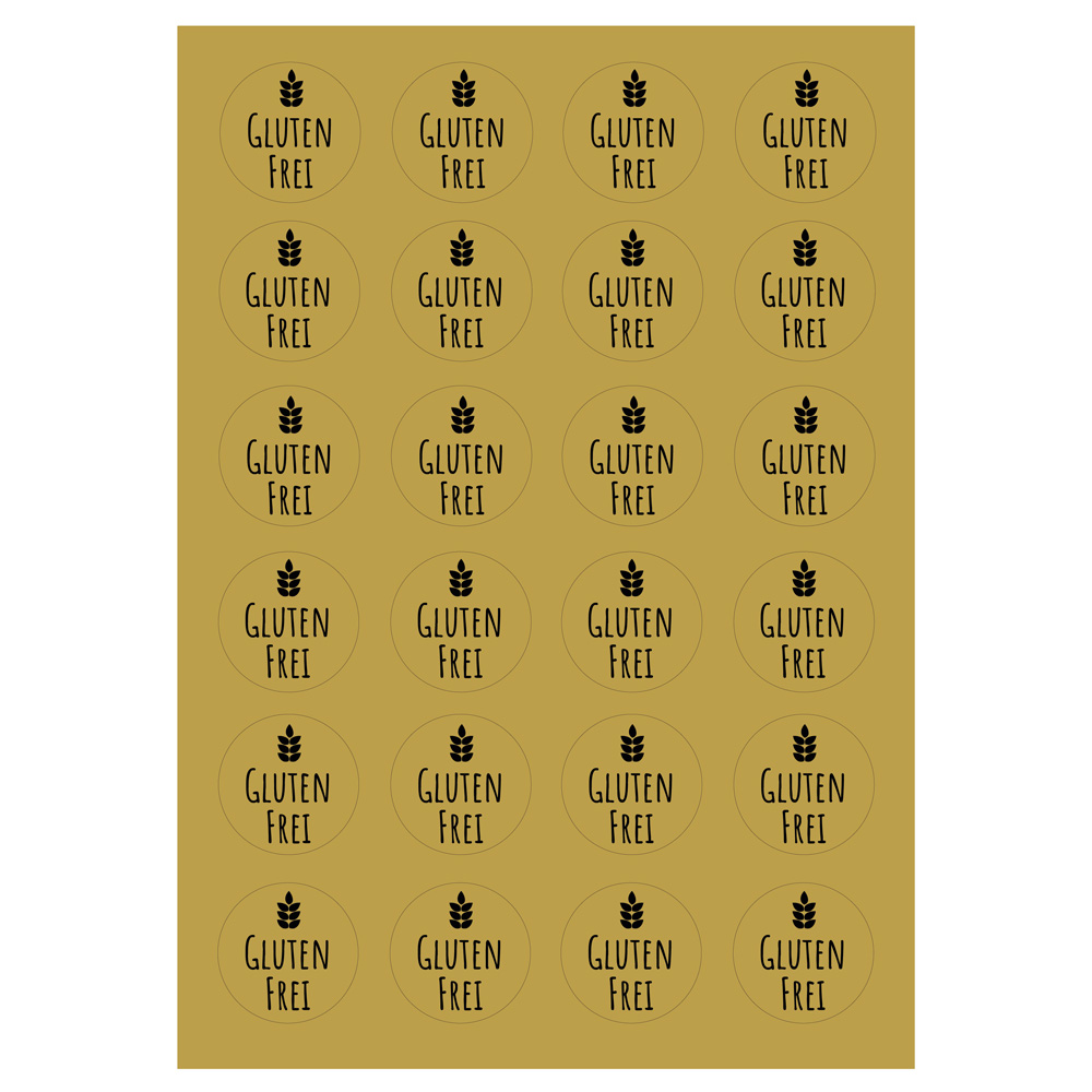 24 Stk. Aufkleber "glutenfrei", "laktosefrei" oder "vegan", rund 4 cm