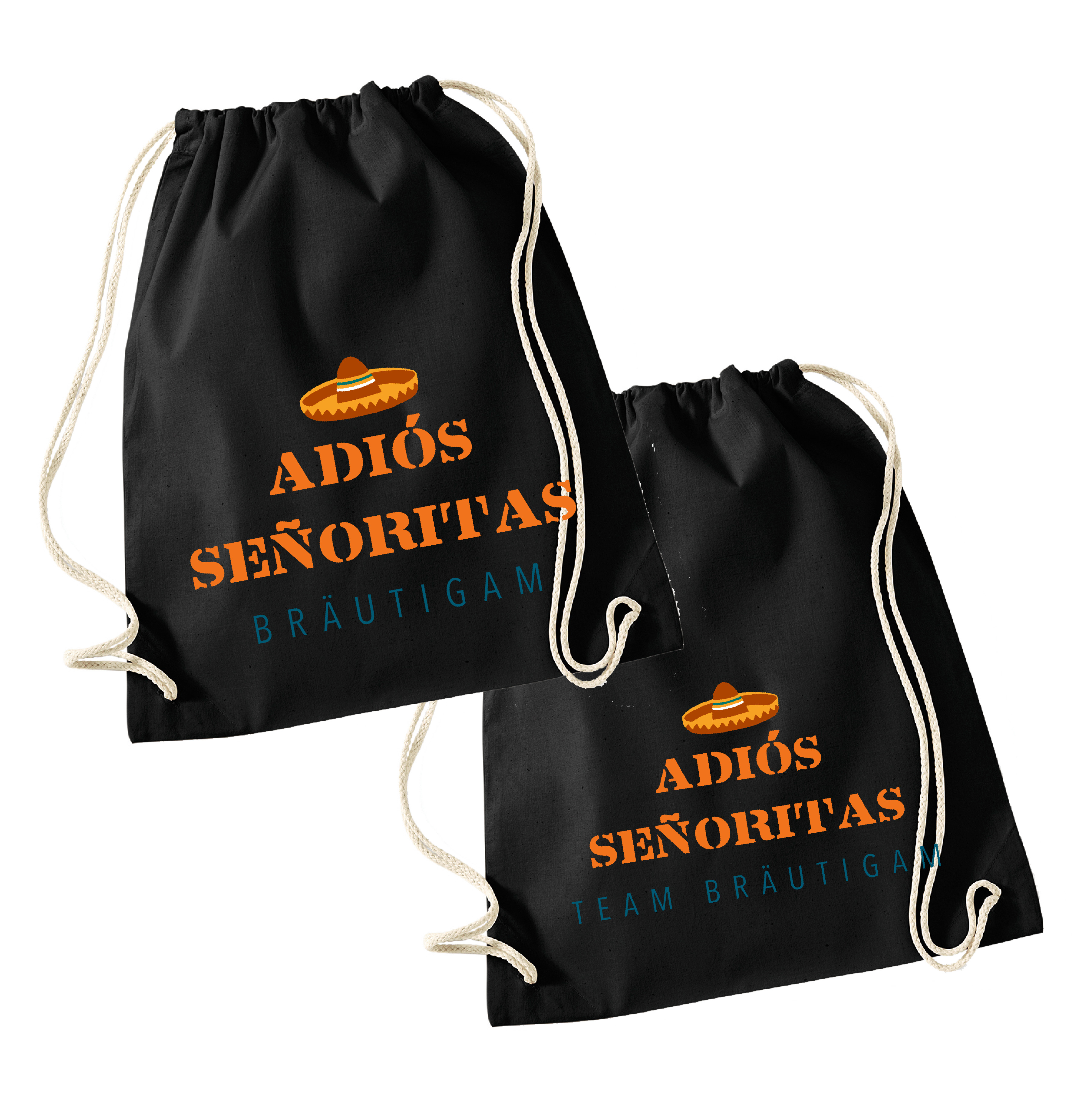 JGA Turnbeutel "Adiós Muchachos/Señoritas" Team Bräutigam-schwarz