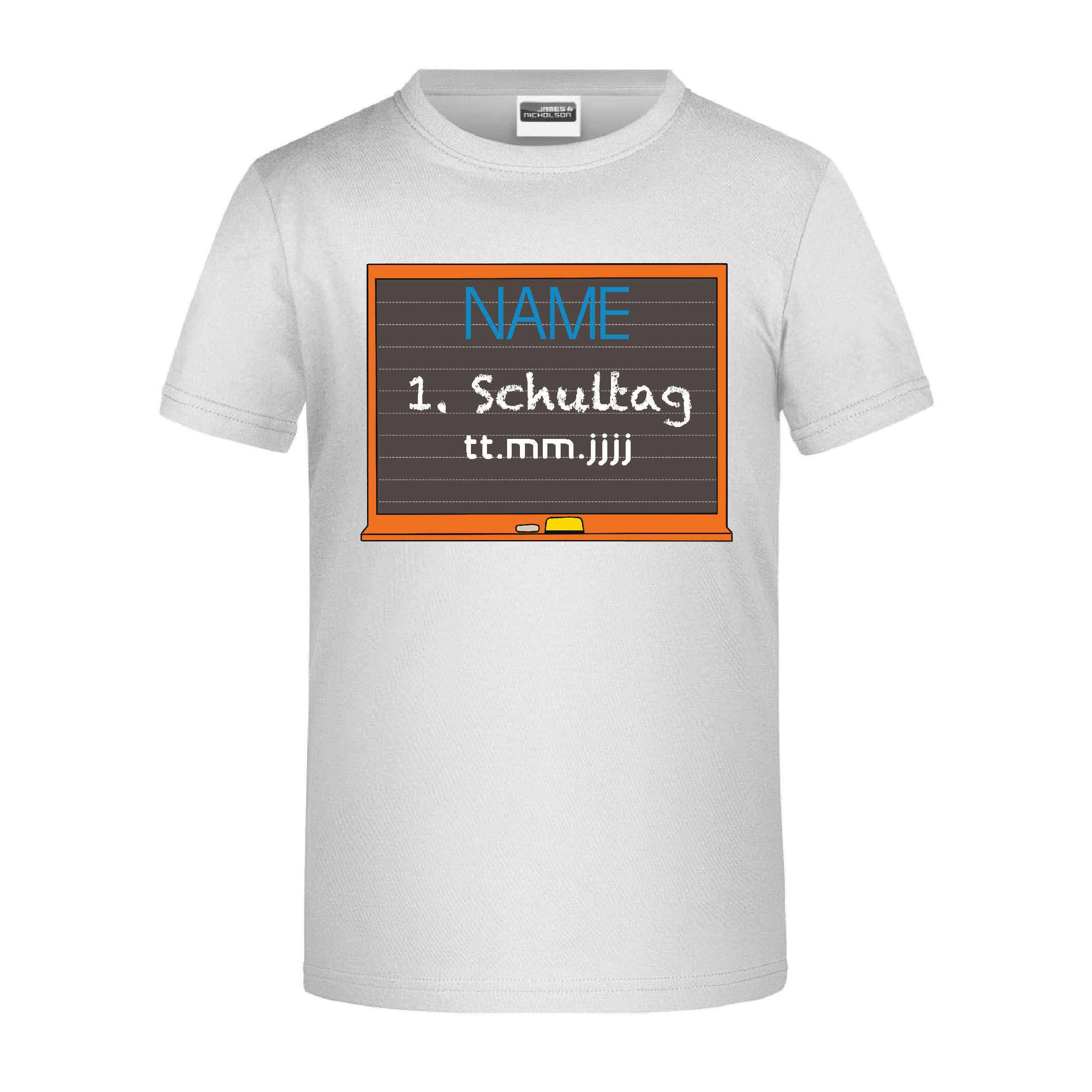 T-Shirt Kinder "Schulkind Tafel" personalisiert white-L 134/140