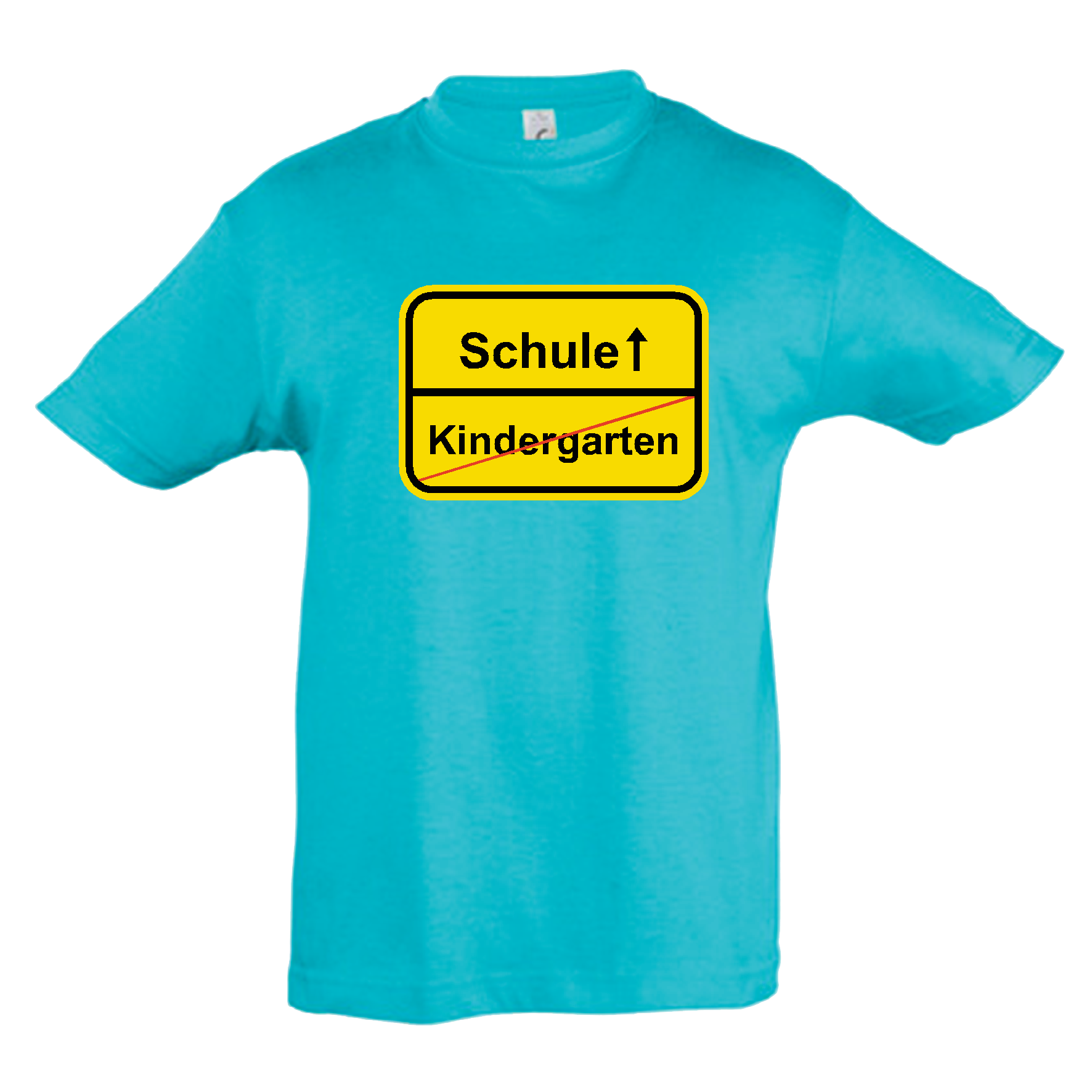 T-Shirt Kinder "Kindergarten-Schule", atoll blue / türkis 10Y 134/140