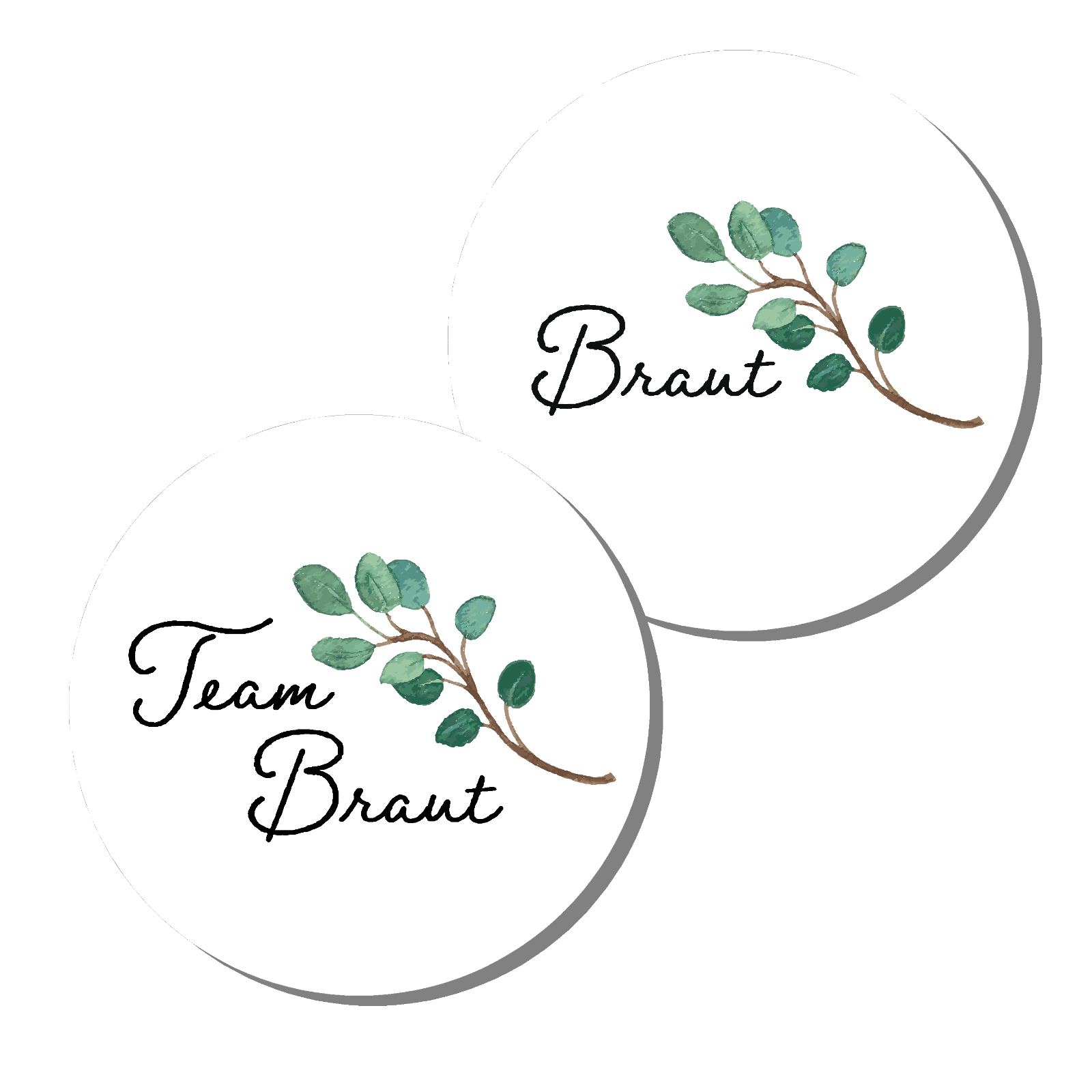 JGA Buttons, Ø 50 mm, Junggesellinnenabschied "grüne Blumen" boho