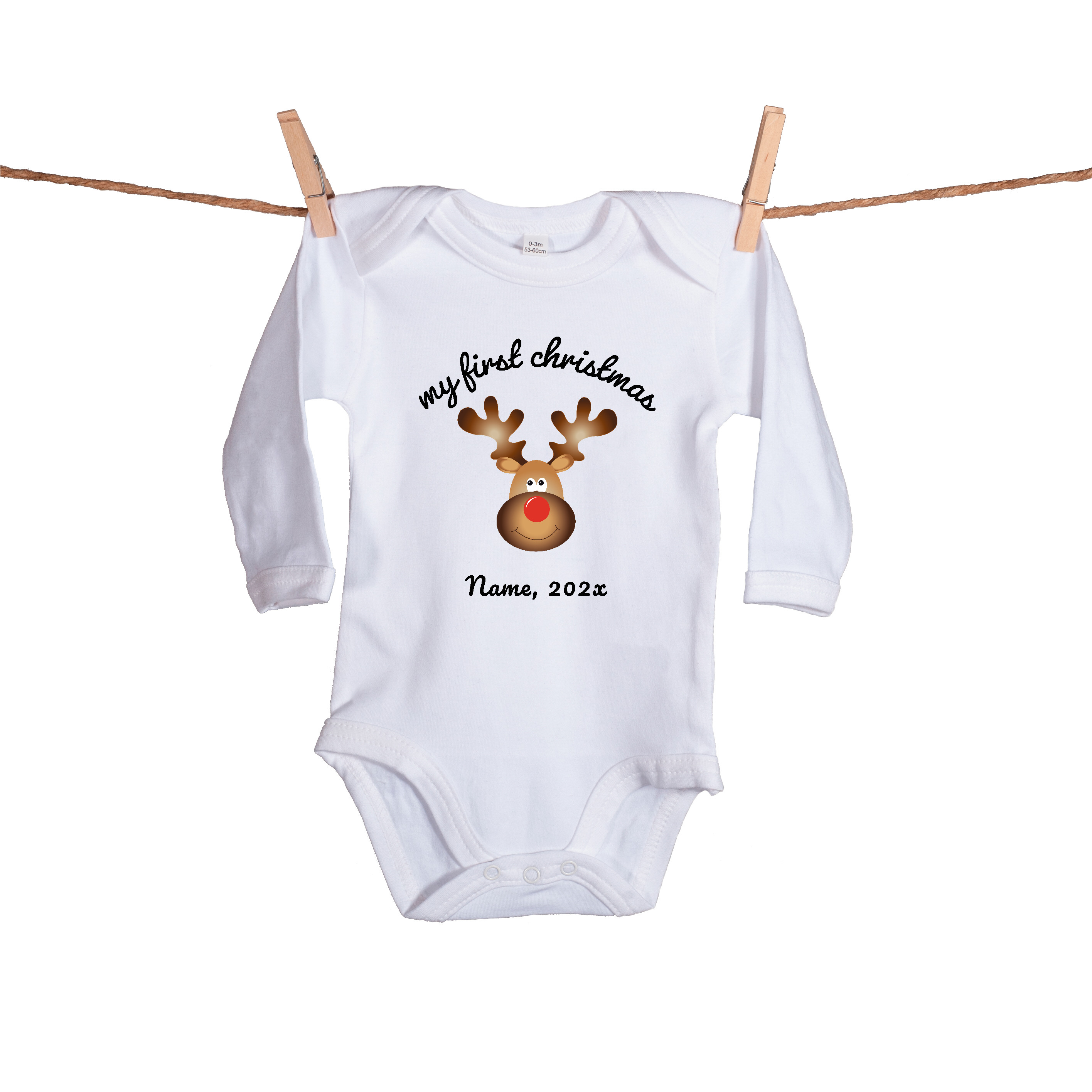 Babybody "my first christmas", personalisiert 12-18 Monate