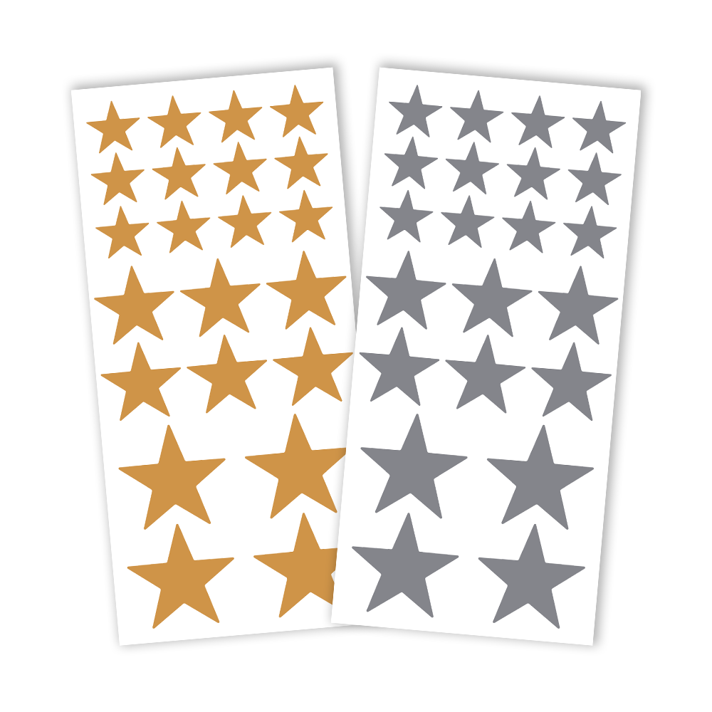 66 Stk. Aufkleber "Metallic-Sterne", 2 Farben zur Auswahl