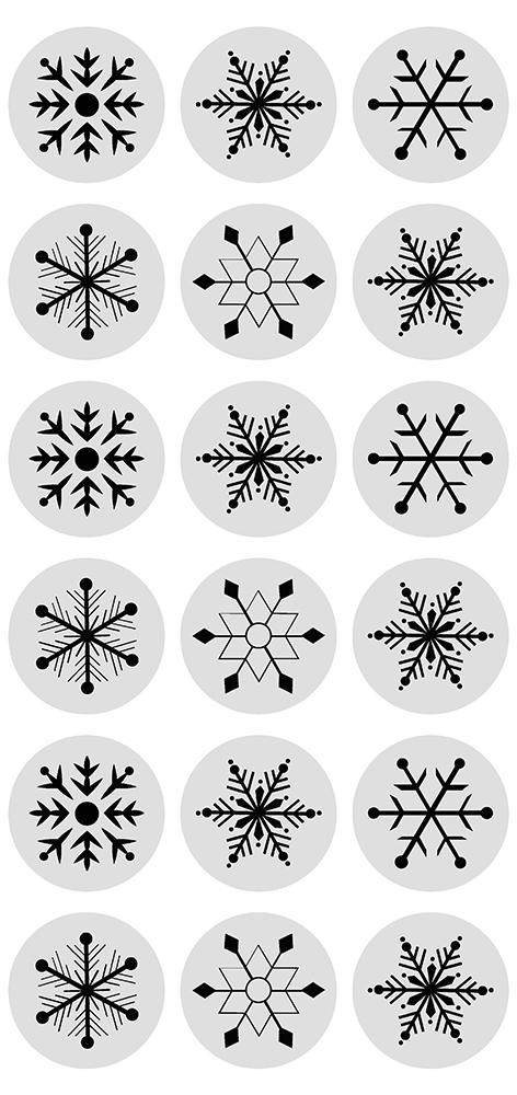 54 Stk. Aufkleber | Schneeflocken | rund 3 cm