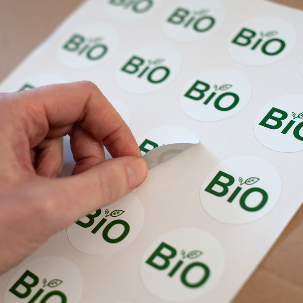24 Stk. Aufkleber "BIO", rund 4 cm