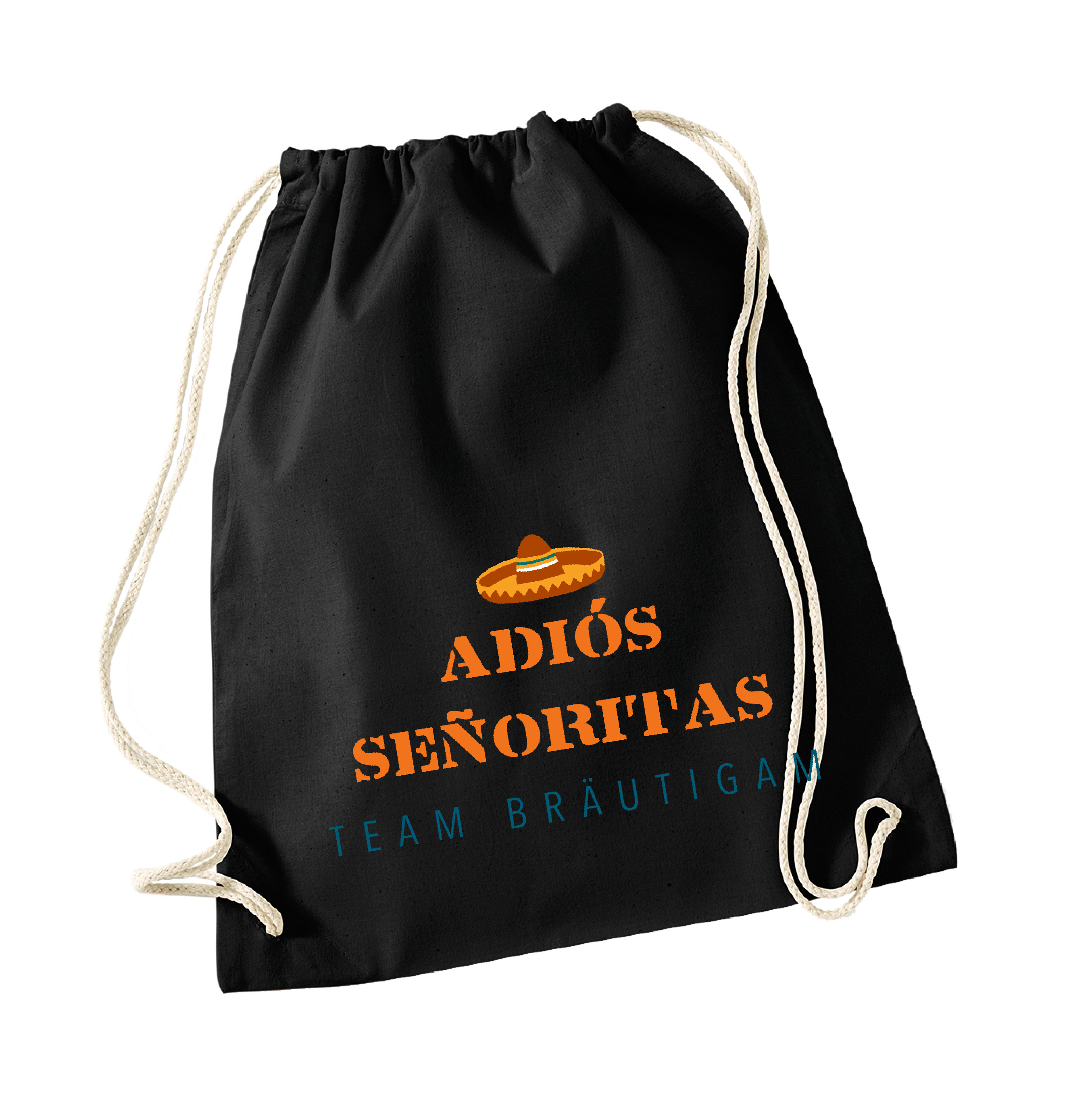 JGA Turnbeutel "Adiós Muchachos/Señoritas" Team Bräutigam-schwarz