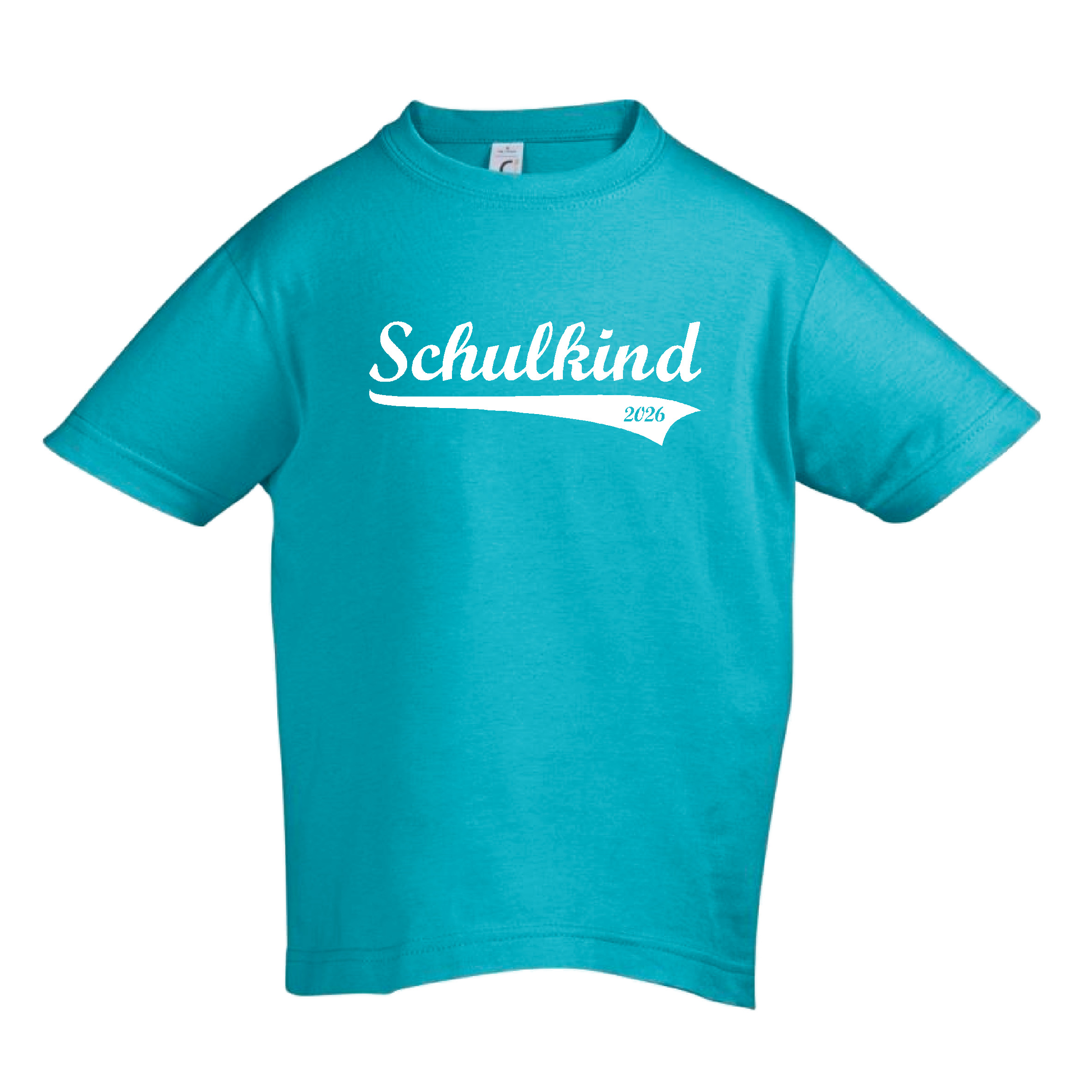T-Shirt Kinder "Schulkind, Retro, Jahreszahl", Aufdruck weiß