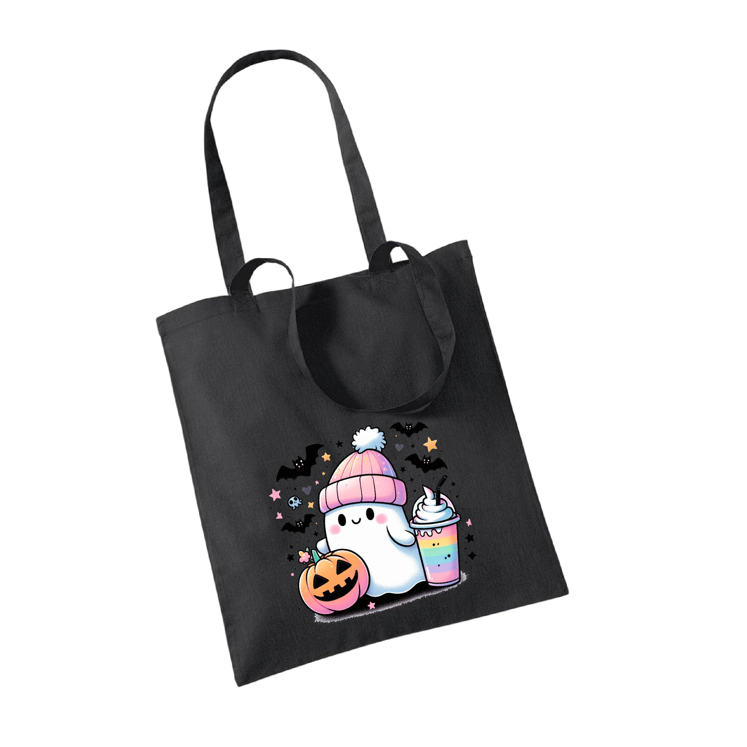 Halloween Jutebeutel "Geist rosa"