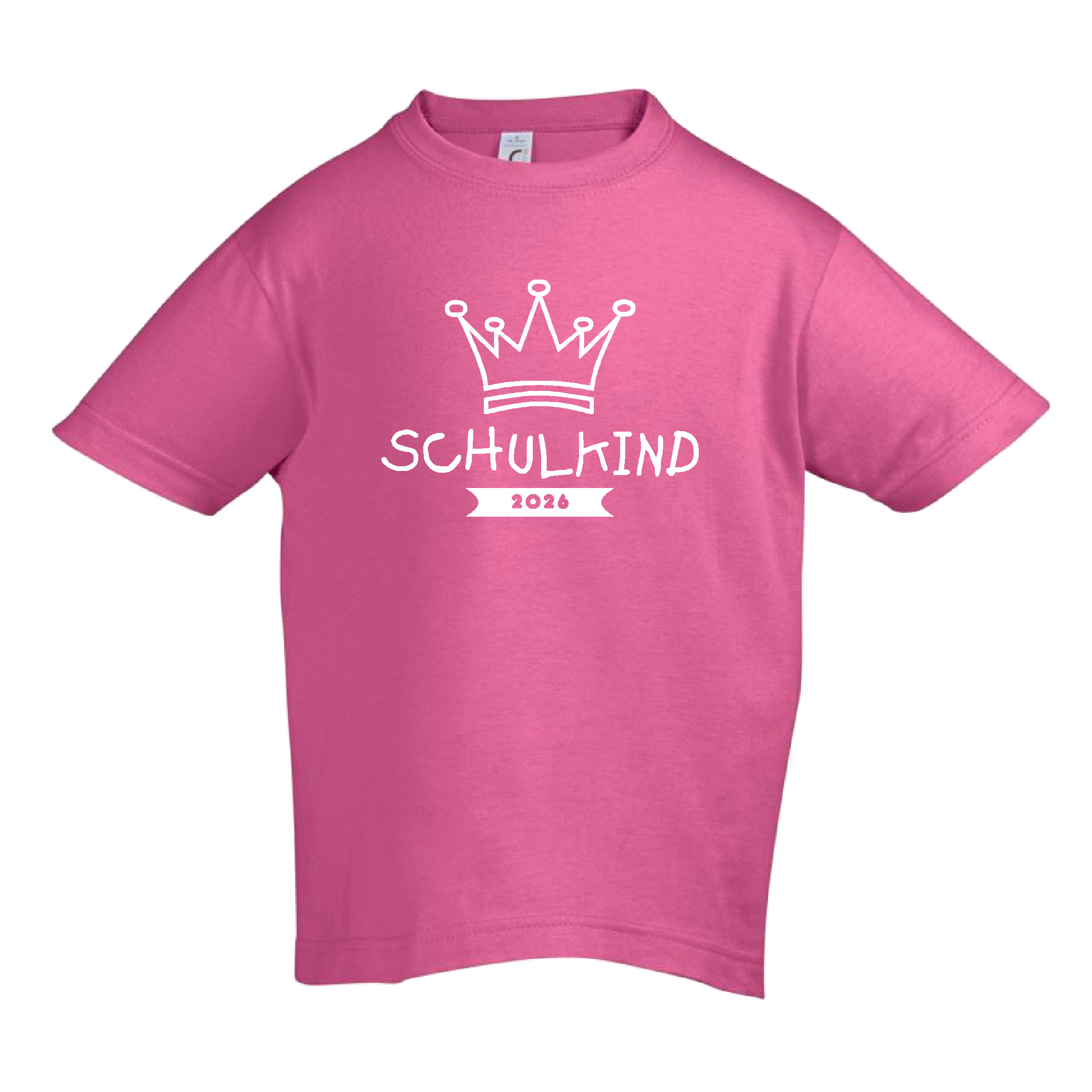 T-Shirt Kinder "Schulkind, Krone, Jahreszahl", Aufdruck weiß,