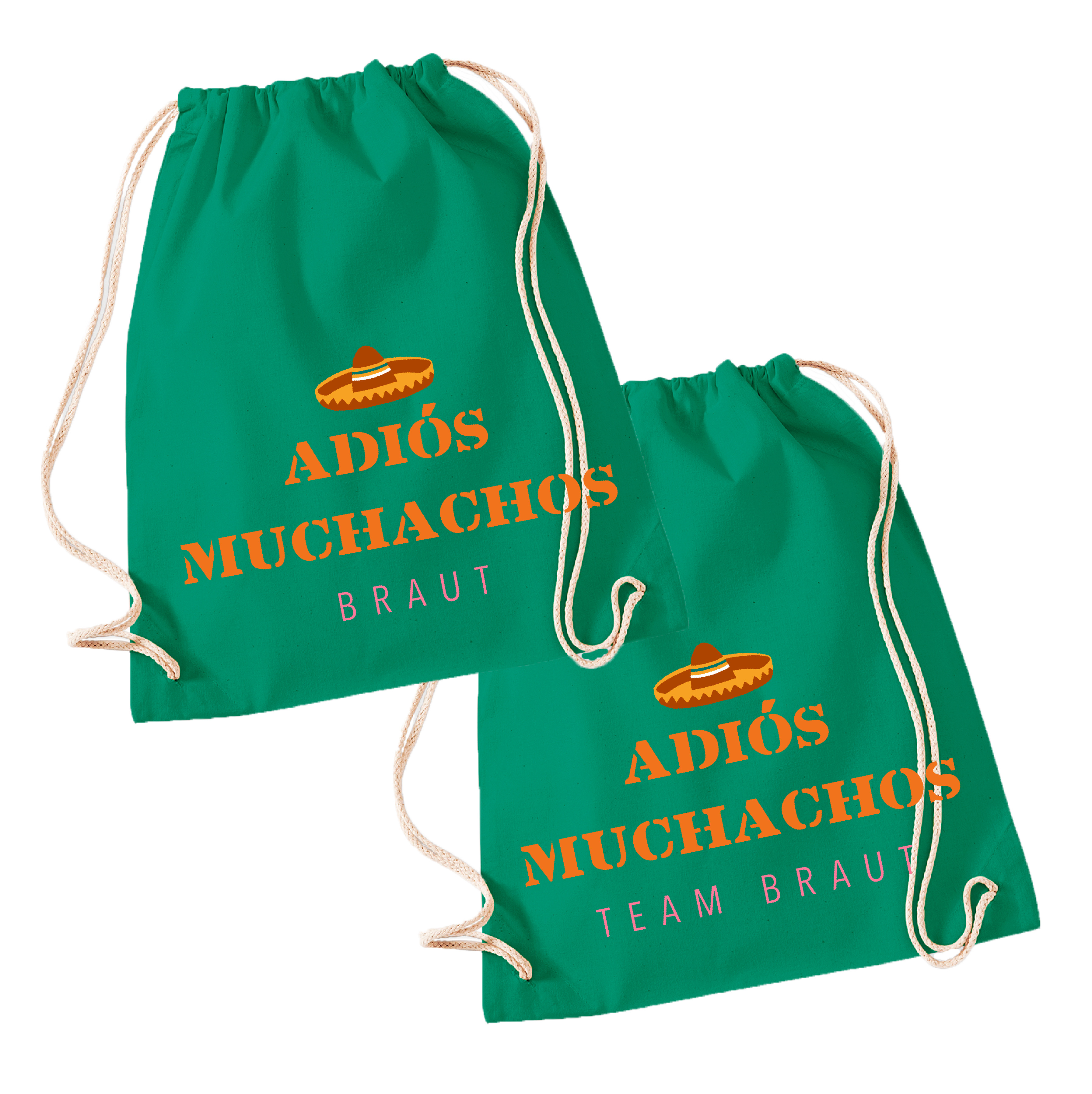 JGA Turnbeutel "Adiós Muchachos/Señoritas" Team Braut-grün