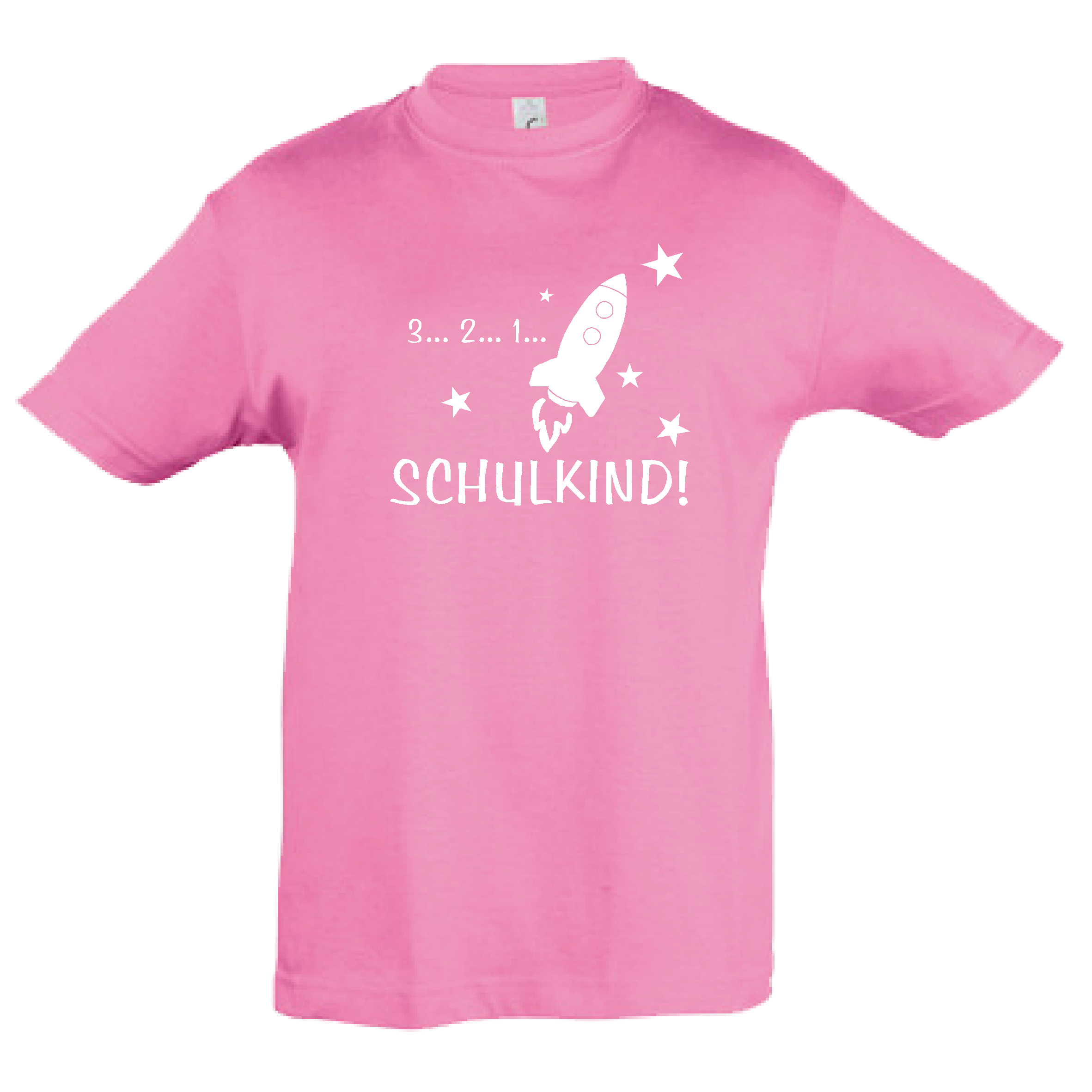 T-Shirt Kinder "Schulkind, Rakete", Aufdruck weiß, orchid pink / rosa 10Y 134/140