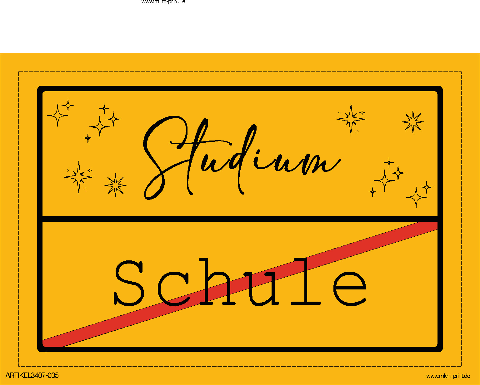 Flaschensticker "Ortsschild" Geburtstag/Schule