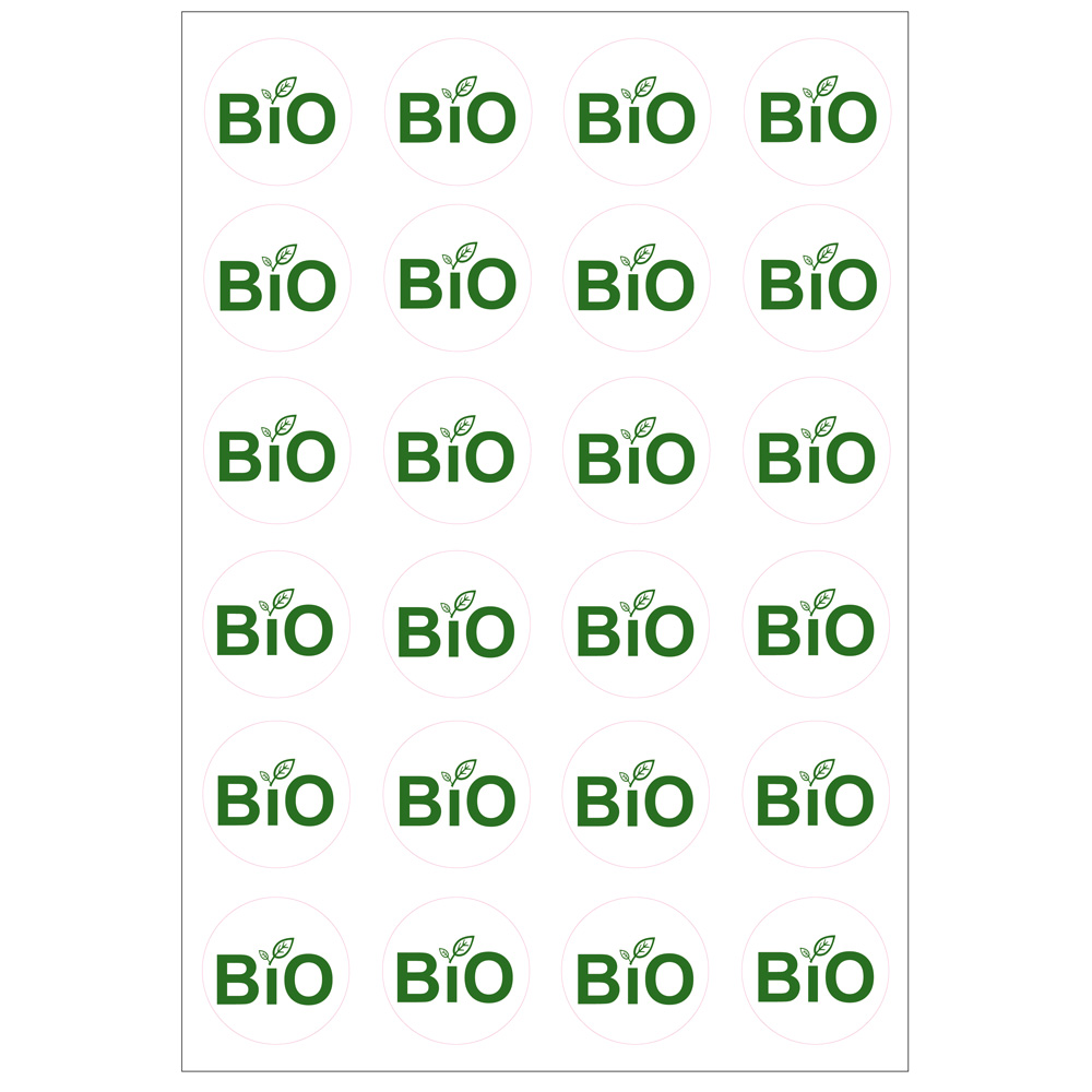 24 Stk. Aufkleber "BIO", rund 4 cm