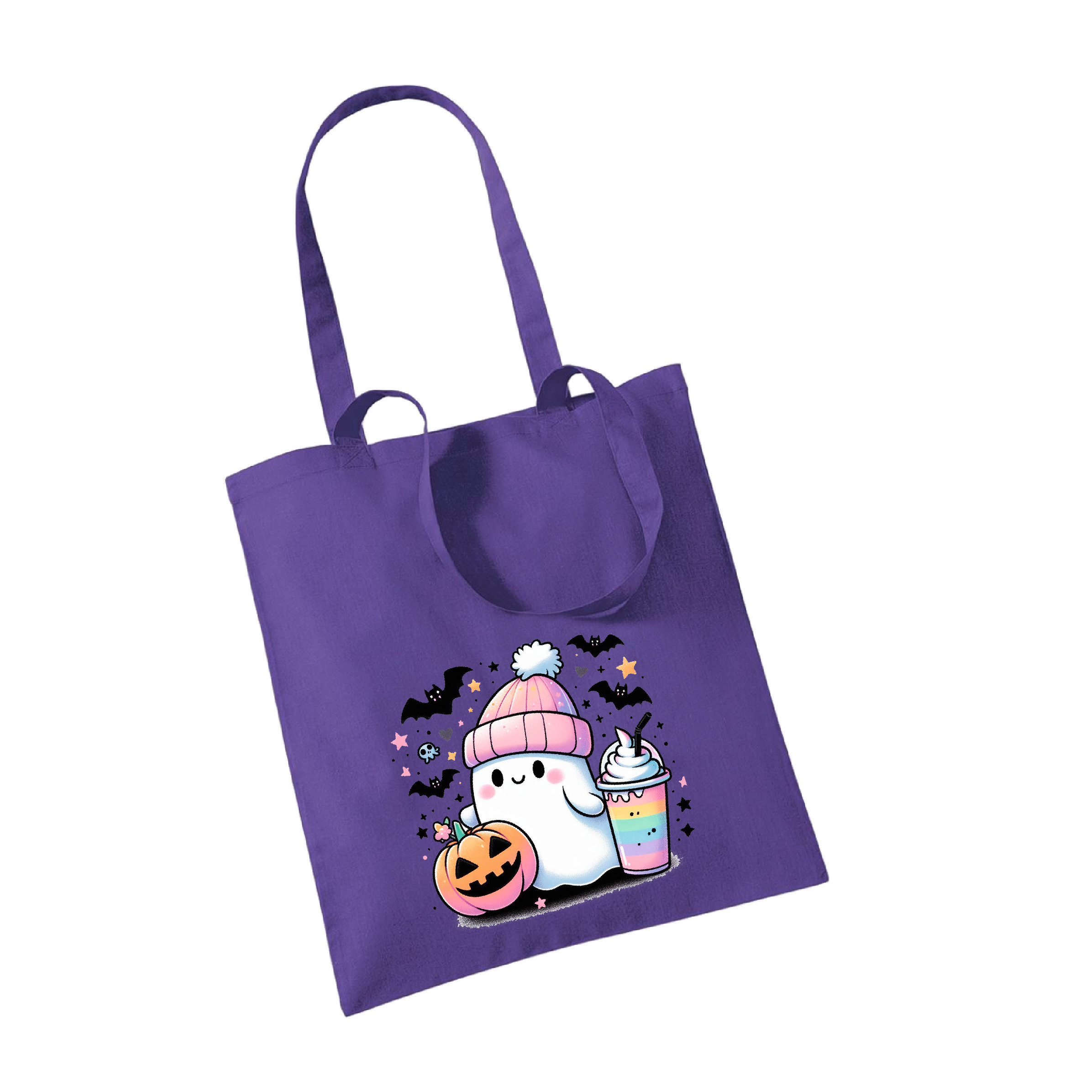 Halloween Jutebeutel "Geist rosa"