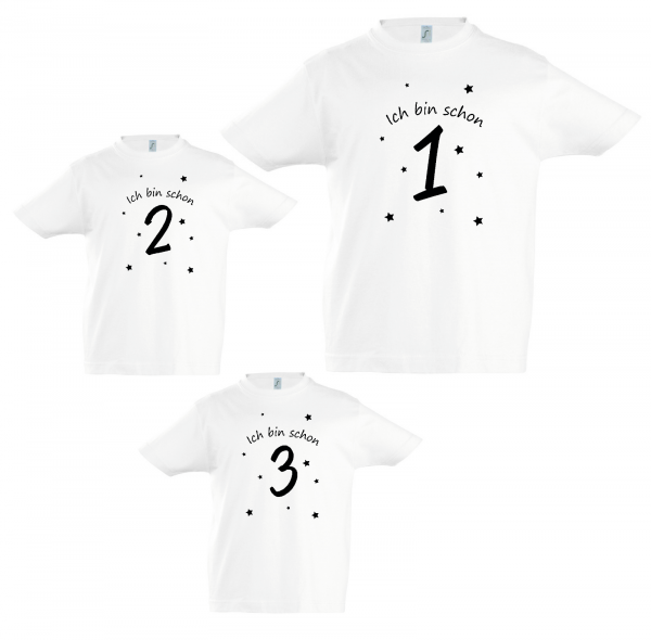 T-Shirt "Ich bin schon ... (1-9)", Zahlen in schwarz