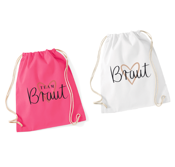 JGA Turnbeutel "Team Braut Herz"