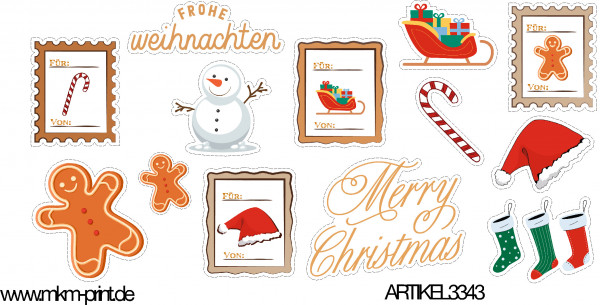 39 Stk. Weihnachtssticker Geschenkaufkleber