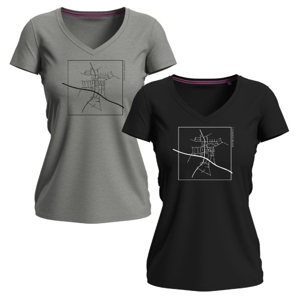 T-Shirt "Hollesser" Karte, Damen, V-Neck