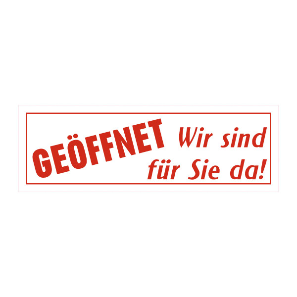 Aufkleber "GEÖFFNET Wir sind für Sie da!" - 145x45cm