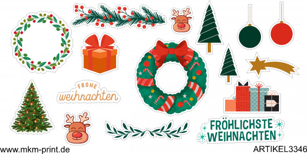 48 Stk. Weihnachtssticker Weihnachtsbäume u.Ä.