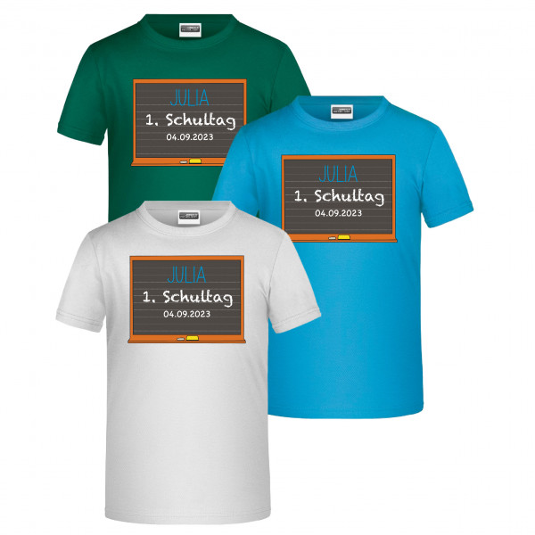 T-Shirt Kinder "Schulkind Tafel" personalisiert